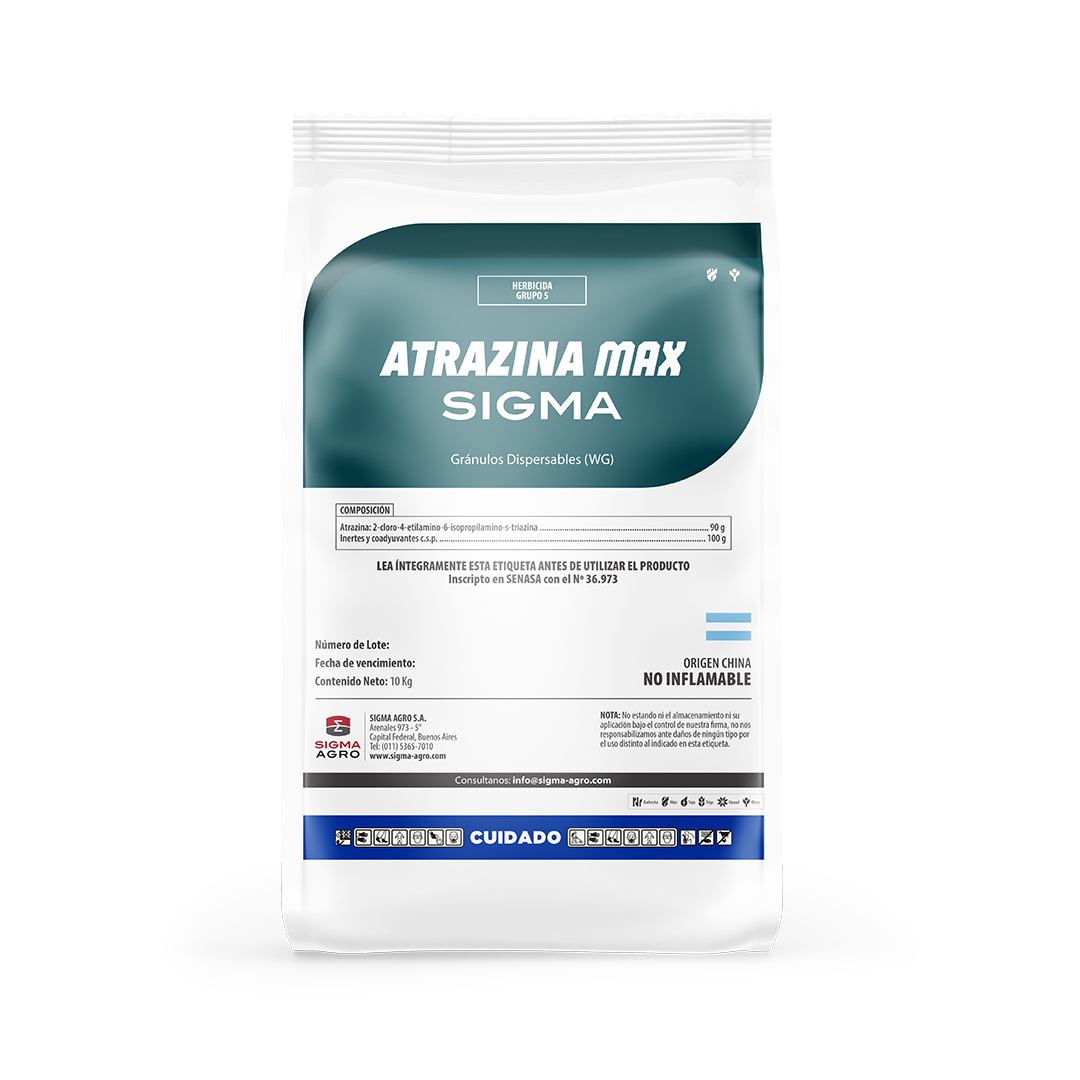 Herbicida Atrazina 90 Max Sigma, en presentación de Bolsa de 10kg